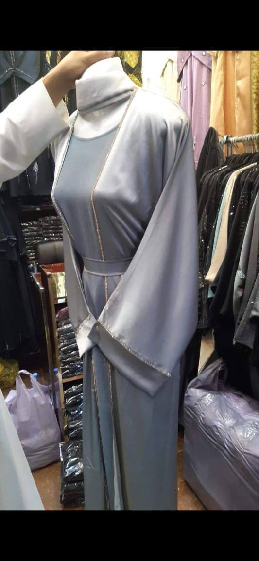 Silver & Grey 3-Piece Abaya Set
